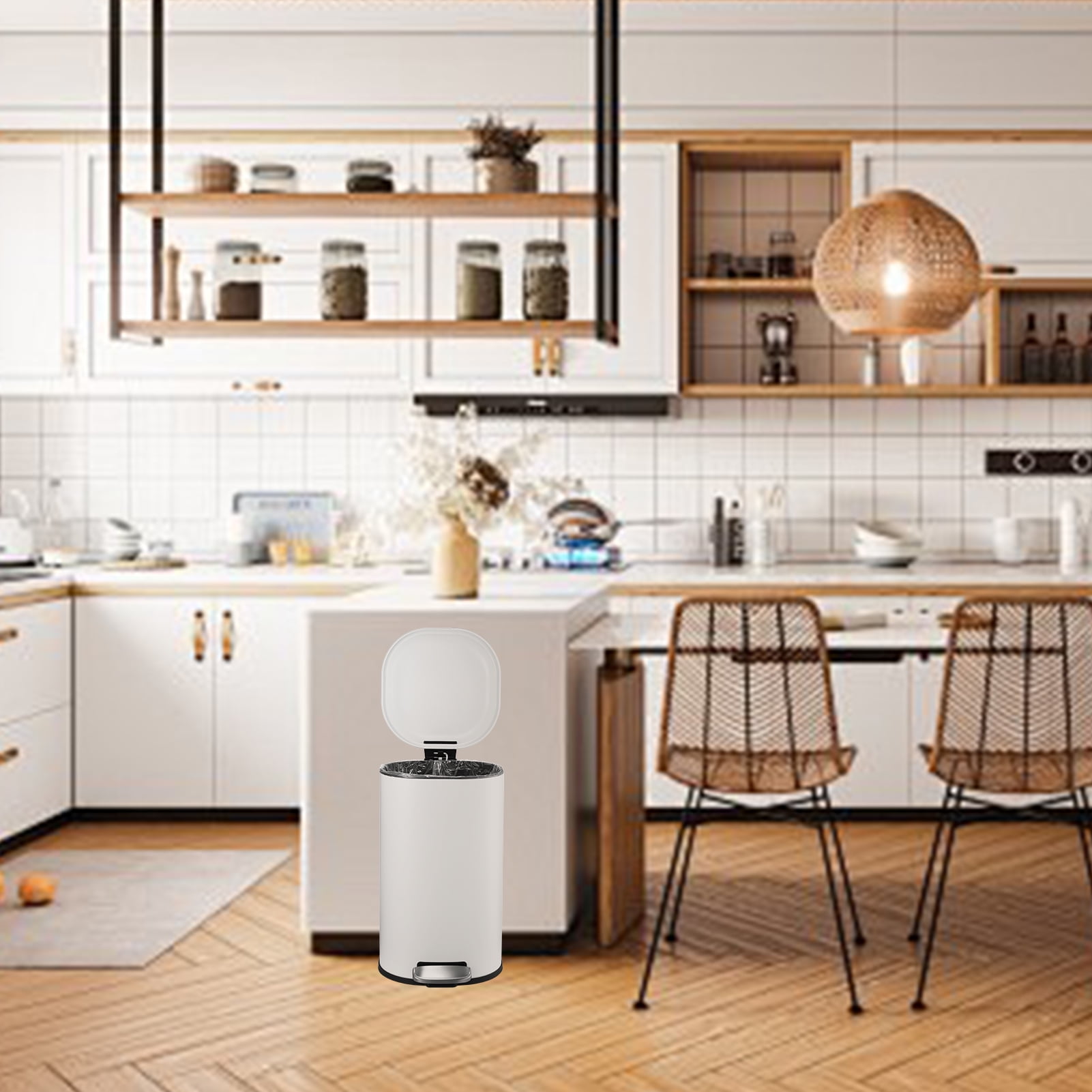 8 Gallon Kitchen Trash Can, 30 Liter Stainless Steel Garbage Bin Without Inner Bucket, Oval Step Recycling Bin with Soft-Close Lid for Dining Room, Bathroom, Home Office