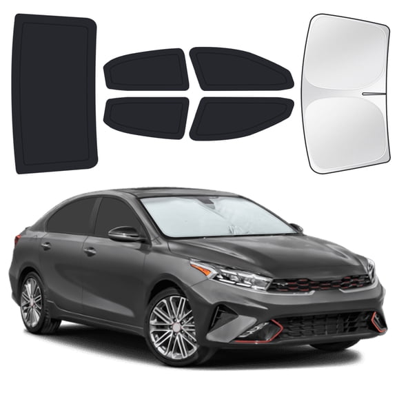 6PCS Full Car Window Sunshade Set for Kia Forte 2019-2024, Custom-Fit Privacy Shades for Front, Side & Rear Windows, Heat-Blocking Window Covers for Camping, Travel & Daily Use