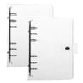 thumbnail image 1 of FUKQVOD Pack of 2 Transparent Soft PVC 6-Ring Binder Cover w/Snap Button Closure for 6 Hole Planner Pages Refill Insert (White), 1 of 4