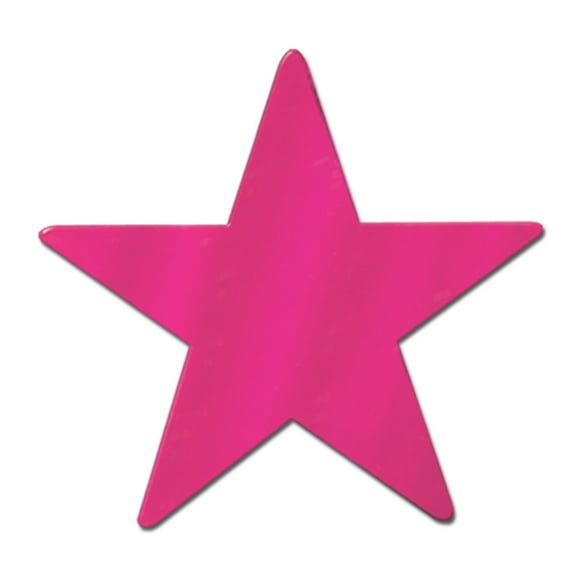 Club Pack of 24 Starry Night Themed Cerise Metallic Foil Star Cutout Party Decorations 12"