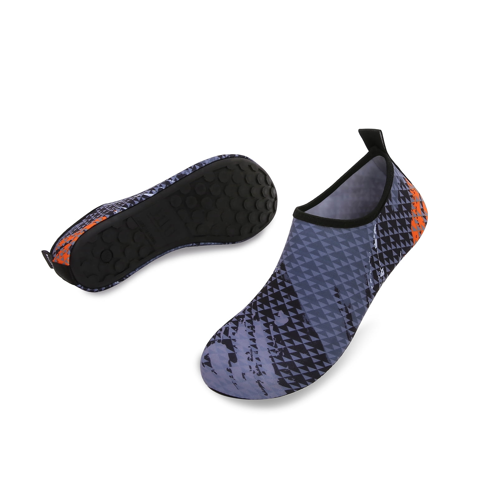 Men and Women a Slip On Barefoot Quick-Dry Beach Aqua Yoga Water Shoes (Triangle/Grey, 4-5 Women)