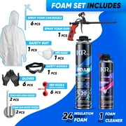 Ixirpro 24-Pack Expanding Spray Foam Insulation Kit (25.4 oz / 720g) - High Density Closed Cell Sealant for Walls, Ceiling, Windows & Doors
