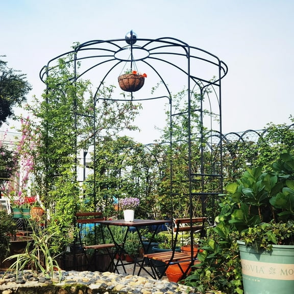 French Style Birdcage Shape Heavy Duty Gazebo,9'Highx 6‘6" Wide,Pergola Pavilion Arch Arbor Arbour Stand Rack for Wedding Outdoor Garden Lawn Backyard Patio,Climbing Vines,Roses,Dark Rust