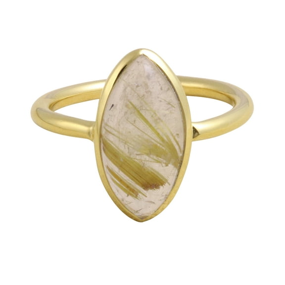 Earth Gems Jewelry Rutilated Quartz Ring Sterling Silver Ring Golden Rutilated Quartz Ring Statement Ring for Women's