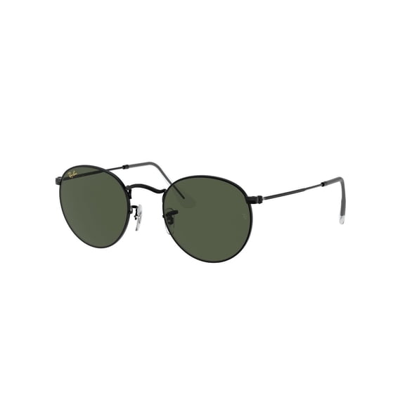 RAY-BAN RB3447 ROUND METAL LEGEND GOLD Round Shape Sunglasses Polished Black Frame | G-15 Green Lens 53mm