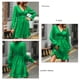 thumbnail image 5 of Vestido acampanado Cintura alta Dobladillo con volantes Adorno con volantes Manga larga Color puro Ajuste casual Vestido acampanado para mujer Verde XL, 5 of 6