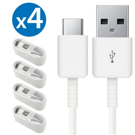 TTech USB-C Cable (4ft, White) Type C Fast Charger Cord, 3A USB-A to USB-C Fast Charging Cable for Samsung Galaxy S24 S23 S22 S21 S20 Ultra Plus, iPhone 15 / 15 Pro / 15 Pro Max / 15 Plus [4 Pack]