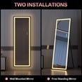 thumbnail image 5 of LVSOMT 63"x20" Full Length LED Mirror with RGB Lights, Free Standing Floor Mirror, Full Body Lighted Mirror, Wall-Mounted Mirror, Dimmable Color-Changing Lighting, Black, 5 of 9