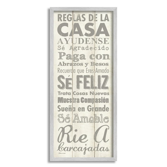 Stupell Industries Reglas De La Casa Regulaciones Frase Motivacional, 13 x 30, Design by Stephanie Workman Marrott
