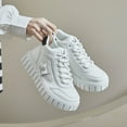 thumbnail image 5 of Dakaela Women's Platform Sneakers High Top Canvas Shoes Lace up Casual Walking Tennis Shoe White 6, 5 of 7