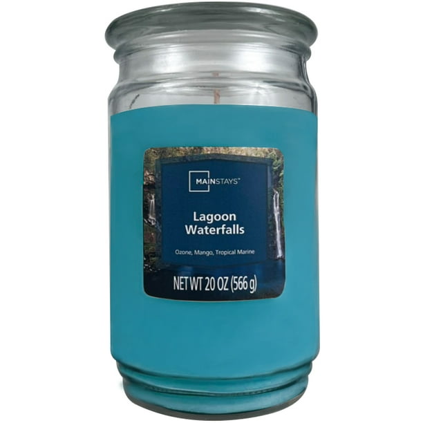Mainstays Lagoon Waterfalls Scented Glass Jar Candle, 20oz