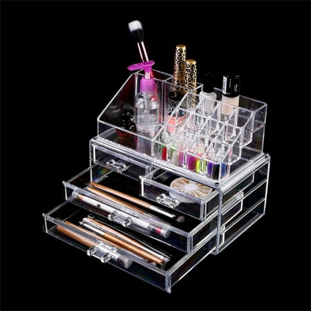 Clear Acrylic Cosmetic Organizer 4 Drawers Makeup Case Storage Holder Box Makeup Sundry Holder Display Stand Organizer