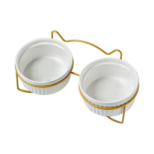 Cuencos para gatos, juego de cuencos de cerámica para comida y agua para cachorros, cuencos para mascotas en interiores con soporte