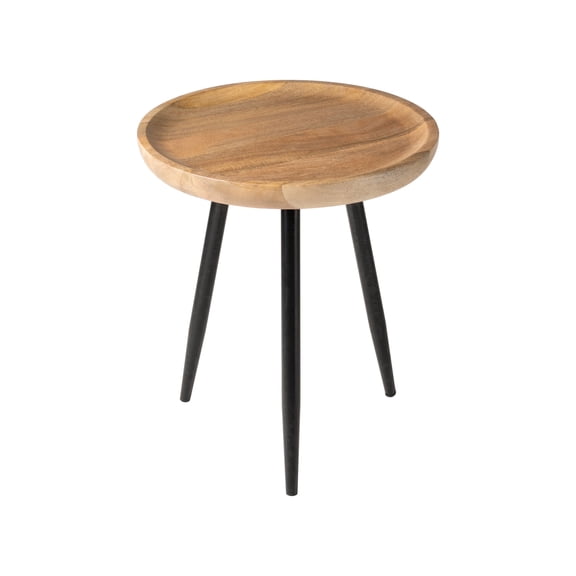 MH London Dilan Solid Mango Wood End Table 18 Inch Round Tray Top Natural