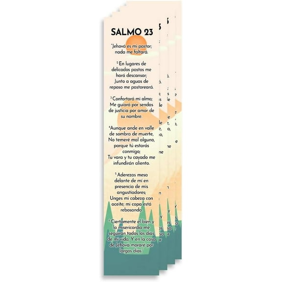 Spanish Christian 8X2in. Bookmark with Bible Verse (Psalm 23) | Marcapaginas 8X2in. en Español con el Salmo 23 (Pack of 4)