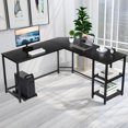 thumbnail image 5 of L Shaped Computer Desk with Storage Shelves Industrial Corner Desk Writing Study Table with Round Corner, Gaming Workstation with CPU Stand, 5 of 13