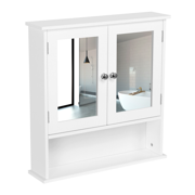 Yaheetech Bathroom Wall Mount with Double Mirror Doors, White