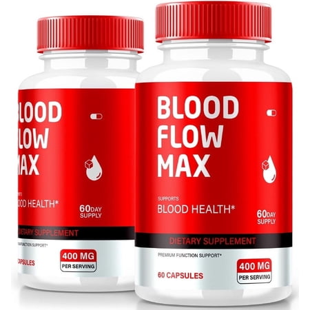 (2 Pack) Blood Flow Max Capsules, Advanced Blood Support Formula, Maximum Strength Supplement for Circulation, All Natural Vitamin Pills for Overall Wellness, BloodFlow Max Reviews (120 Capsules)