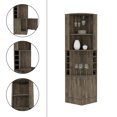 thumbnail image 5 of Corner Bar Cabinet with Two-Doors and 12 Wine Glass Rack, Farmhouse Wine Bar Cabinet with 8 Cubbies for Bottles, Home Bar with 2shelves for Dining Room/Living Room/Kitchen, Brown, 5 of 5