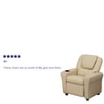 thumbnail image 4 of BizChair Contemporary Beige Vinyl Kids Recliner with Cup Holder and Headrest, 4 of 12