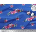 thumbnail image 2 of Soimoi Blue Georgette Viscose Fabric Leaves & Ranunculus Floral Print Fabric by the Yard 42 Inch Wide, 2 of 3