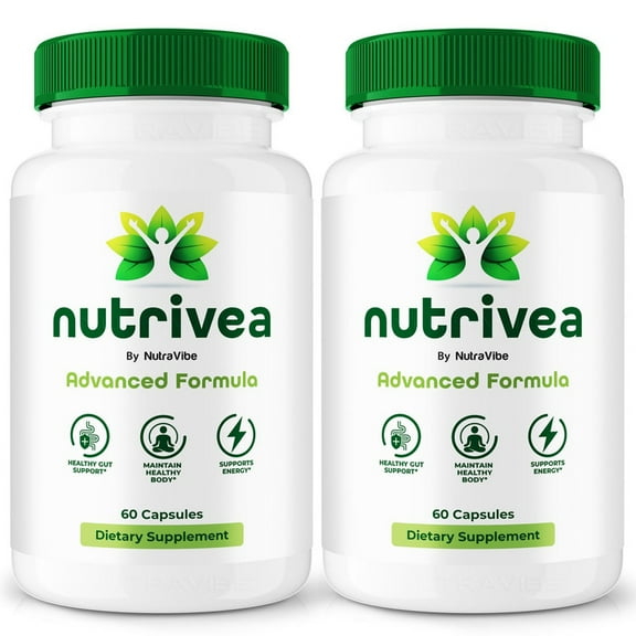 (2 Pack) Nutrivea Capsules – Gentle Gut & Digestive Support Formula for Balance & Wellness | Easy-to-Take Capsules (120 Capsules)