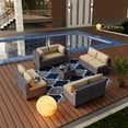 thumbnail image 2 of Gotland Outdoor Patio Furniture Set 9 Piece Sectional Rattan Sofa Set Rattan Wicker Patio Conversation Set with 8 Seat Cushions and 1 Tempered Glass Table,Sand, 2 of 5