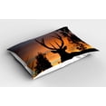 thumbnail image 2 of Ambesonne Antlers Pillow Sham 2 Pack, Island New Zealand, 26"x20", Seal Brown Marigold, 2 of 3