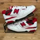 thumbnail image 1 of New Balance 550 Trainers Mens UK 9 White Team Red Leather Casual Preppy Shoes NB, 1 of 6