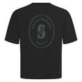 thumbnail image 3 of Men's Levelwear Black Seattle Mariners Register Oversized Luxe Signature Knit T-Shirt, 3 of 3