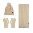 thumbnail image 4 of HNMKIU Women's Winter Knit Scarf Hat and Gloves Set Lined Touchscreen Cold Weather Accessories Beige,One Size, 4 of 4