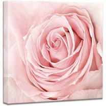 Pink Bathroom Decor - Pink Rose Close Up Canvas Wall Art Blush Pink Room Decor Aesthetic Light Pink Bedroom Decor Pink Artwork for Home Walls Floral Wall Pictures for Bathroom Wrapped 14x14inch