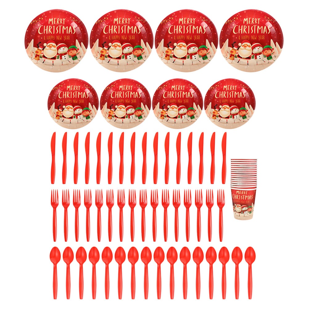 OUNONA 1 Set Creative Christmas Paper Tableware Disposable Flatware Food Serving Plates