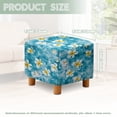 thumbnail image 7 of Jiueut Plumeria Sea Pattern Ottoman Cover, Square Ottoman Cover Footrest Sofa Slipcovers Stool Covers Soft Footstool Covers Slipcovers Stretch Furniture Protector with Anti-Slip Band, 7 of 7