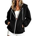 thumbnail image 7 of Women's Zip Up Hoodies Casual Long Sleeve Sweatshirts Fall Track Jackets Long Sleeve Solid Color Jacket, Zipper Jackets with Pockets, Loose Fit Sweatshirt, Fall Hoodie for Ladies, Fashion Clothes, 7 of 7