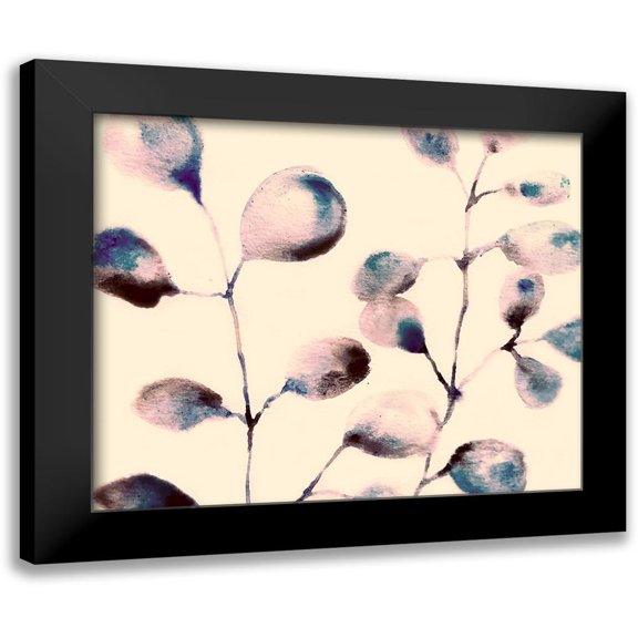 Boho Hue Studio 14x12 Black Modern Framed Museum Art Print Titled - Blue Pink Branches