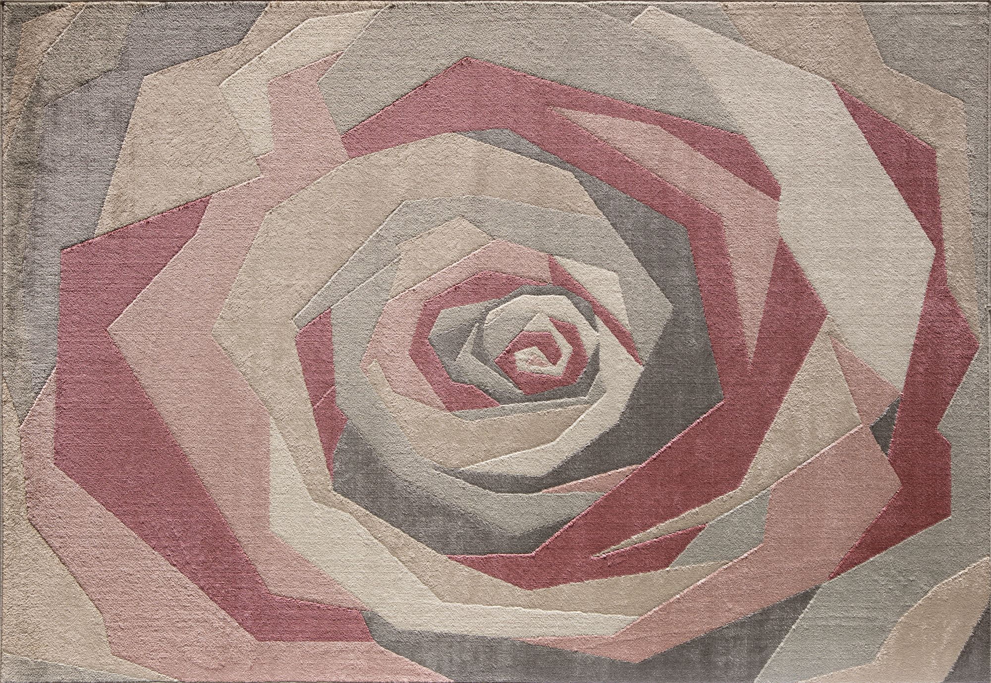 Elizabeth Sutton VE10C Cheery Blossom Floral/Geometric Modern Pink Area Rug, 2'0" x 4'0"