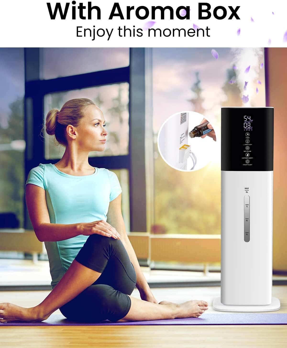Humidifiers for Bedroom, 2.11Gal 8L Quiet Humidifiers for Large Room with Timer, 360°Nozzle, 3 Speed Ultrasonic Cool Mist Humidifier with Humidistat for Baby Home Adults Plants