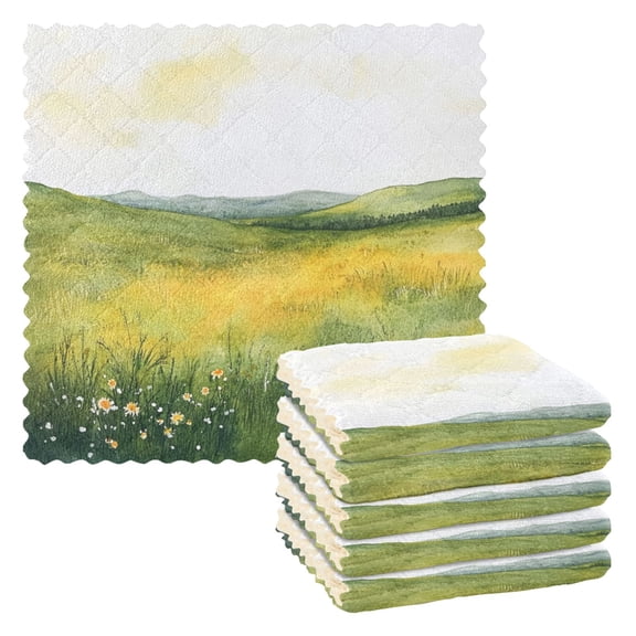 6 Pieces of Kitchen Towels 11x11Inch Kitchen Dish Cloths Kitchen Dish Towels Reuseable Cleaning Cloths Dreamy Sea Of Flowers