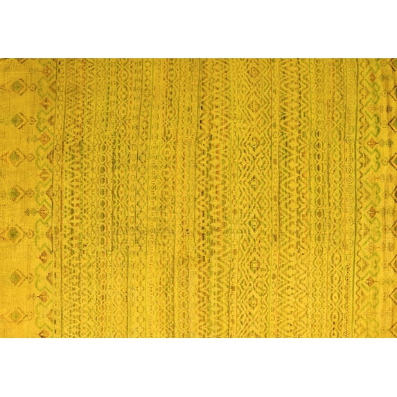 Ahgly Company Indoor Rectangle Oriental Yellow Modern Area Rugs, 5' x 8'