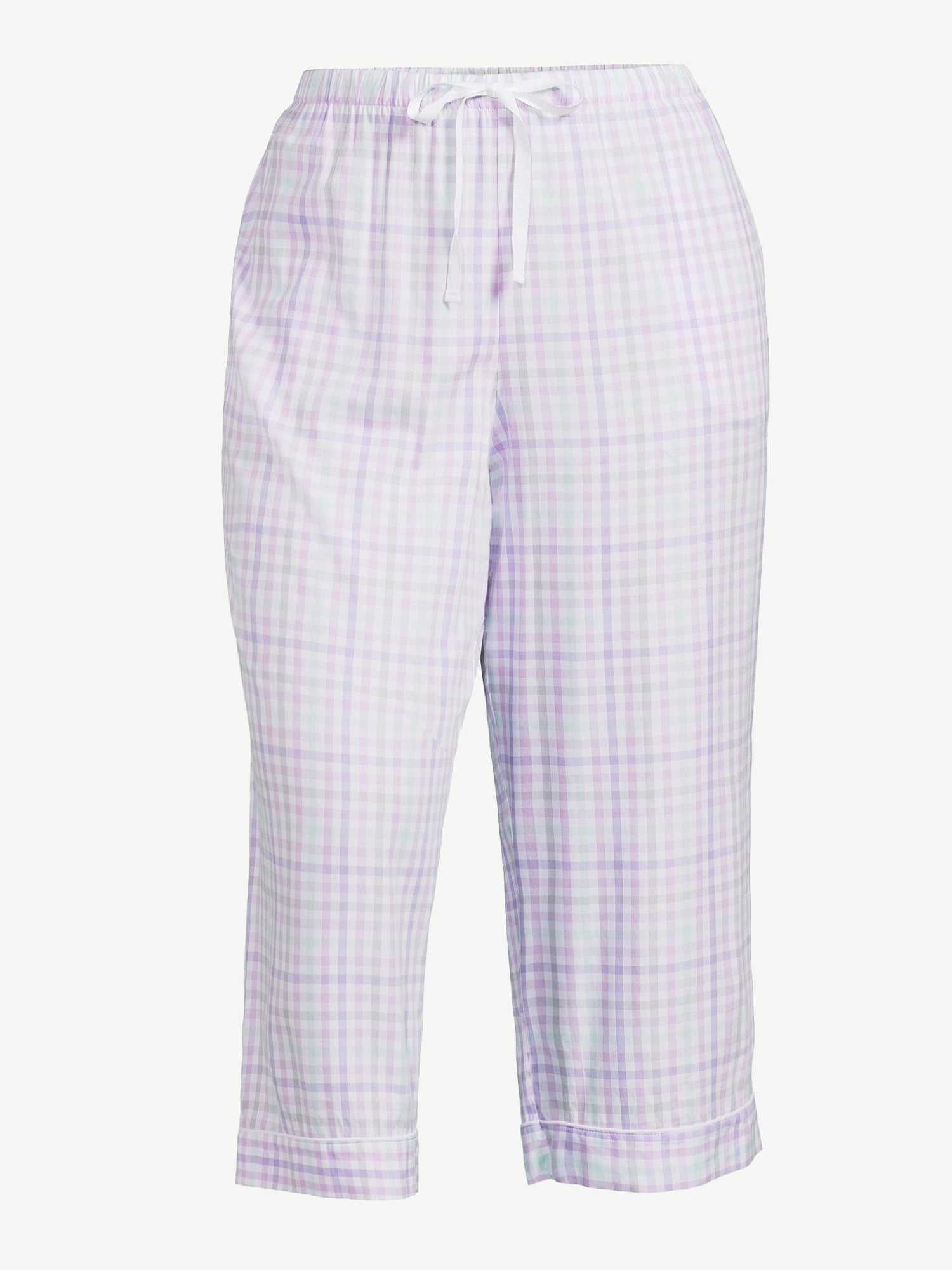 Joyspun Women's Woven Cropped Pajama Pants, Sizes S to 3X