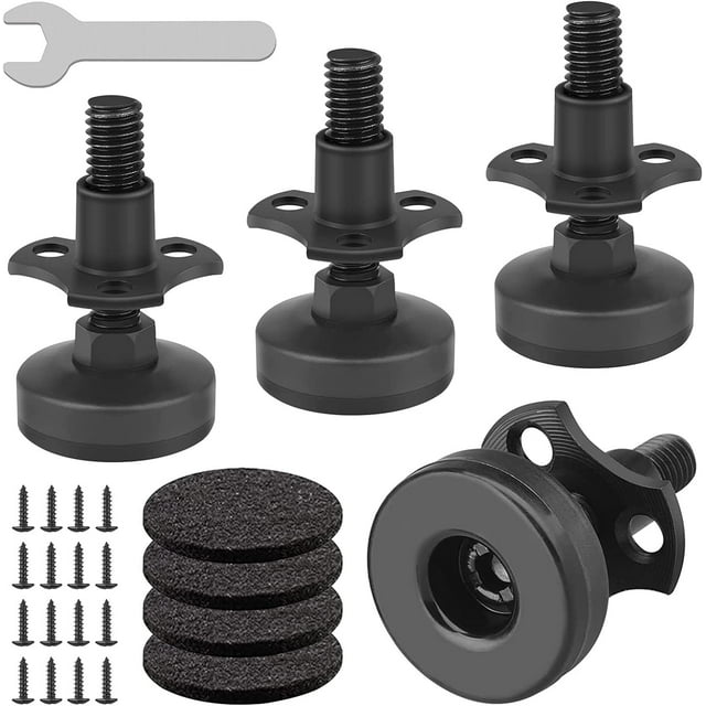 Heavy Duty Furniture Levelers, 4 Pack 3/8"-16 Threaded Leveling Feet Furniture Levelers Table Feet Adjustable Leg Levelers for Table/ Chair/Sofa/Desk/Cabinet/Workbench, Supports 1320LBs-Black