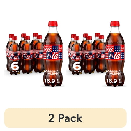 (2 pack) Coca-Cola Soda Pop Bottles, 16.9 fl oz, 6 Pack