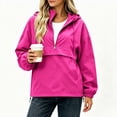 thumbnail image 3 of Women's Hooded Half-Zip Wind Jacket Ghalytn Drawstring Hem Loose Casual Pullover Outerwear with Pockets, 3 of 7