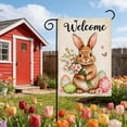 thumbnail image 2 of AZXY Easter Welcome Garden Flag 12x18 Inch, Double-Sided Linen Bunny with Easter Eggs Floral Print Waterproof Weather-Resistant Yard Flag for Spring Outdoor Garden Decorations, 2 of 7