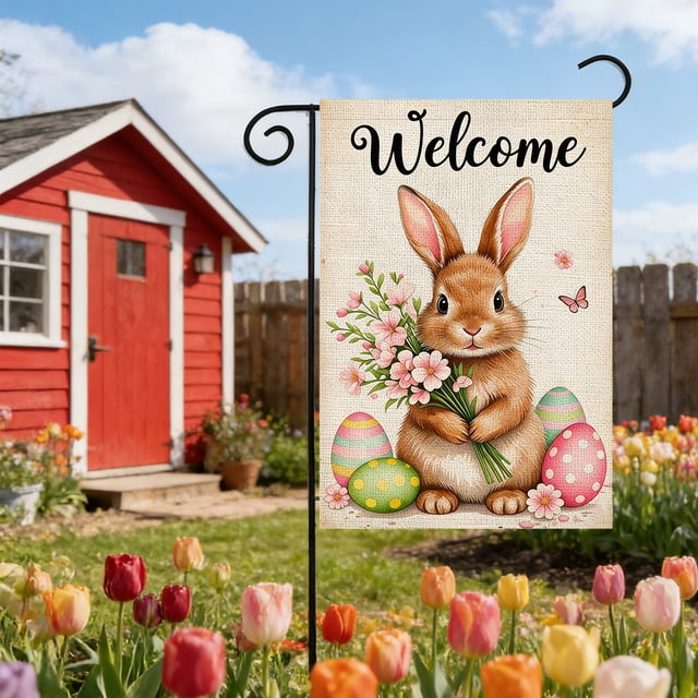 Yusimy Easter Double-sided Garden Flag 17.7x11.8 Inch for Yard Decor