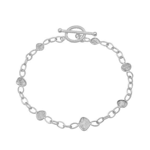 0.50 CTW Natural Diamond Polki Chain Delicate Tiny Bracelet 925 Sterling Silver Women Jewelry