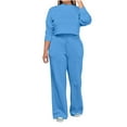 thumbnail image 1 of Besolor Ensemble 2 Pcs pour Femme, Haut Décontracté à Col Ras du Cou à Manches Longues et Pantalon à Jambe Grand à Cordon, Ensemble de Détente Survêtement, 1 of 7