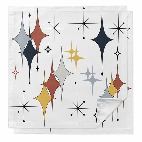 Cloth Napkins Set of 2 - 20x20 Inches, Diamond Washable Reusable Table Napkins, Modern Geometric Middle Century Grey Yellow Red Soft & Absortbent Dining Napkin for Party Wedding Hotel Restaurant