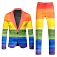 thumbnail image 1 of Male Rainbow Long Sleeve Coat And Pants Two Piece Suit Printed Button And Pockets Suit For Holiday Party Events Build to Suit Three Piece Tuxedo Boys Slim Suit Set Medium Suit Jacket Mens Dress, 1 of 6